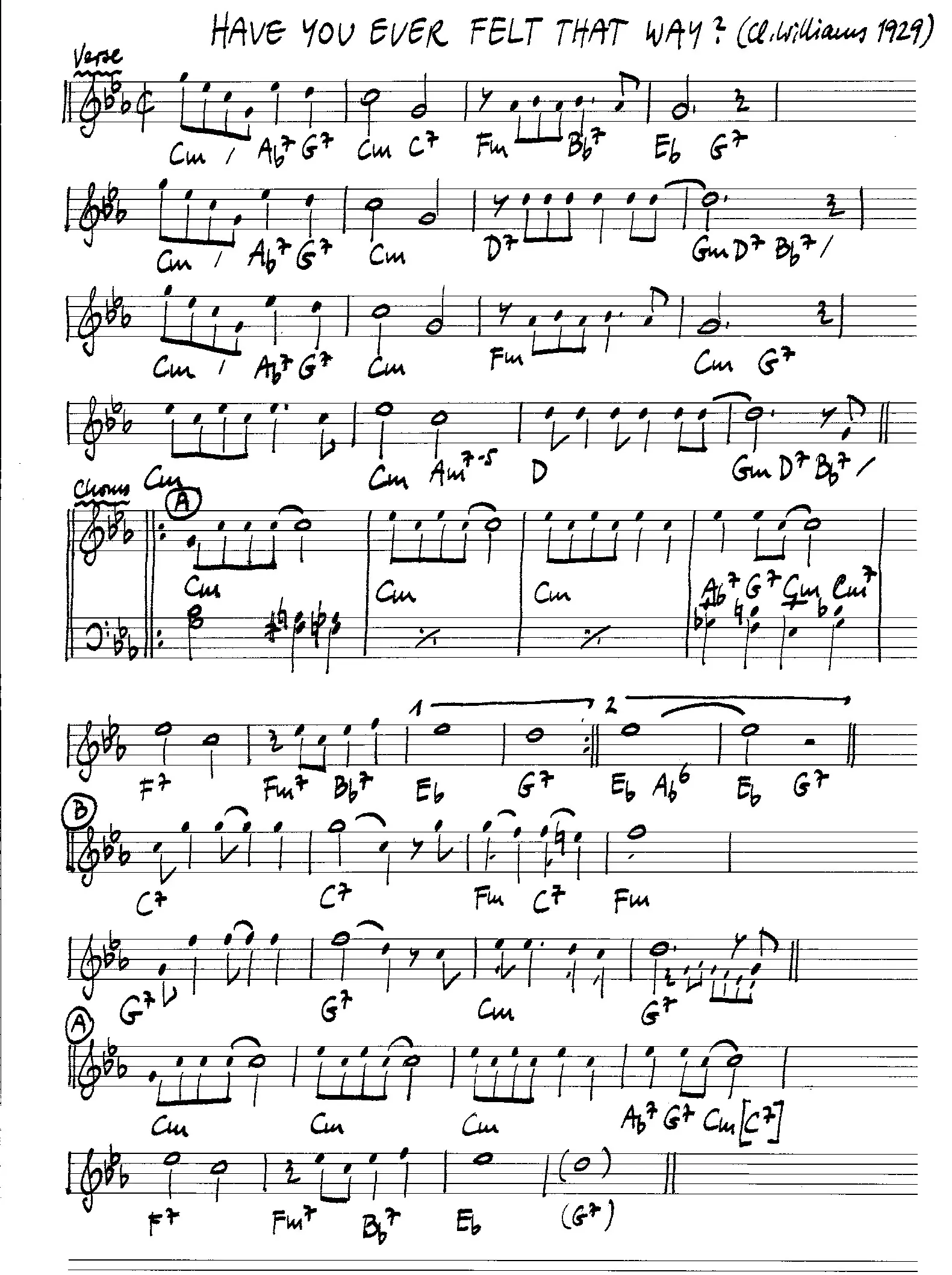 have you ever felt that way grilles free jazz leadsheet - Courtesy of the Jungle Jazz Band